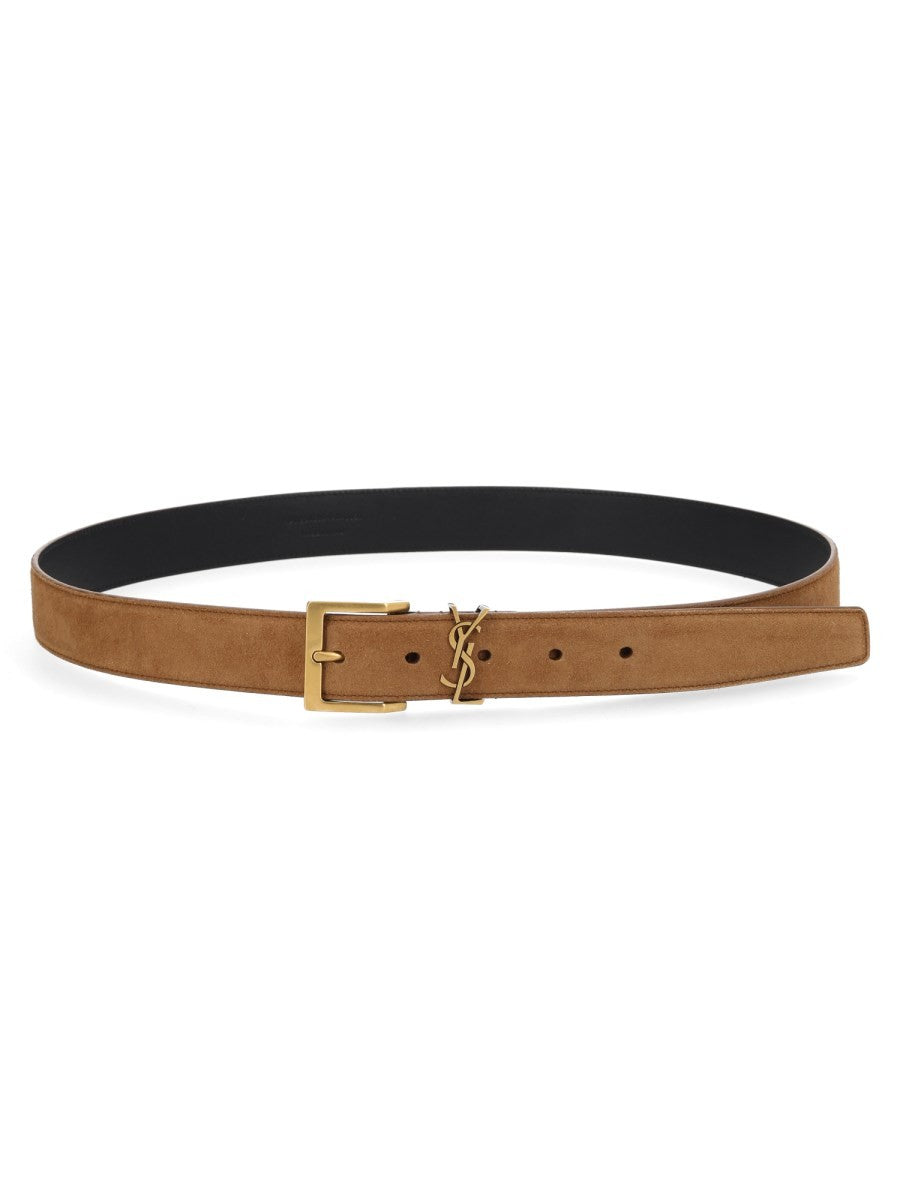 Saint Laurent Men's Cintura Cassandre Brown