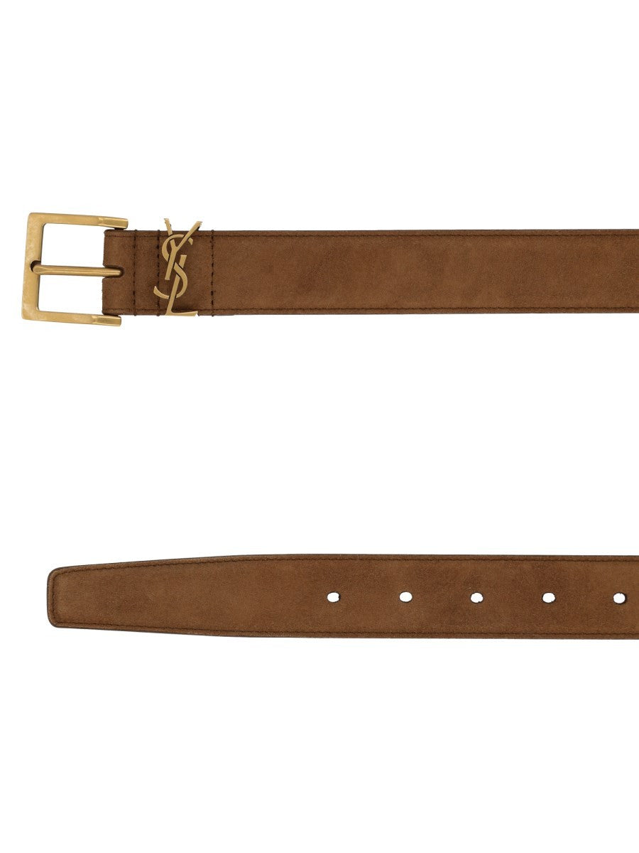 Saint Laurent Men's Cintura Cassandre Brown