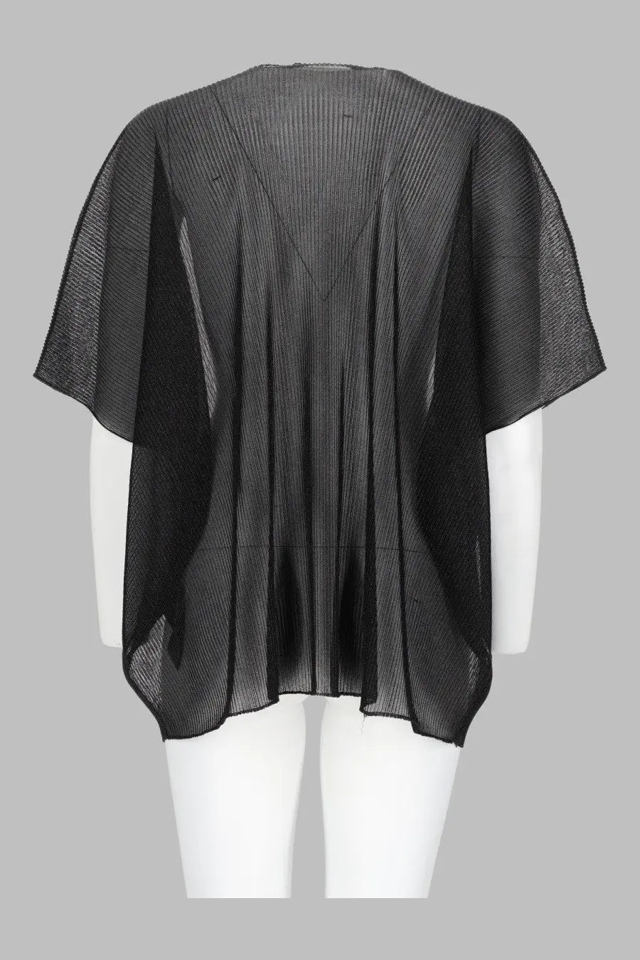 Circus hotel women’s maglia black sheer pleated mesh top with short sleeves and a flowing loose fit