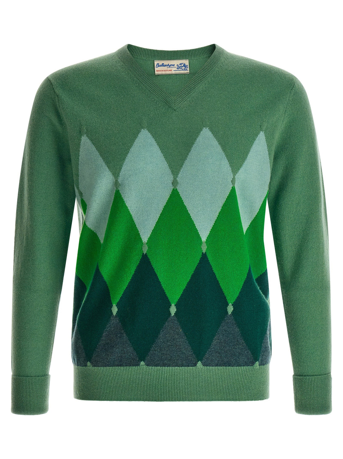 Ballantyne Classic Diamond Intarsia Sweater Green