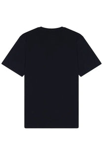Black short-sleeved cotton t-shirt with crew neck featured in closed men’s cotton shirt blue product image