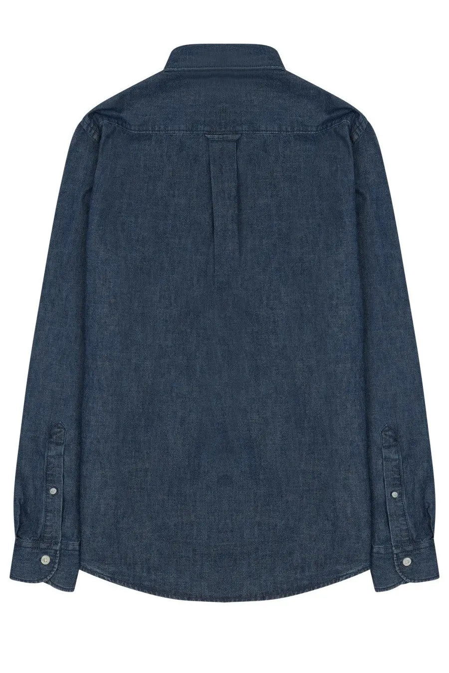Dark blue denim button-up shirt with classic collar and long sleeves from Closed mens denim shirt blue collection