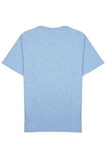 Light blue heathered cotton t-shirt closed mens shirt classic with crew neck and short sleeves