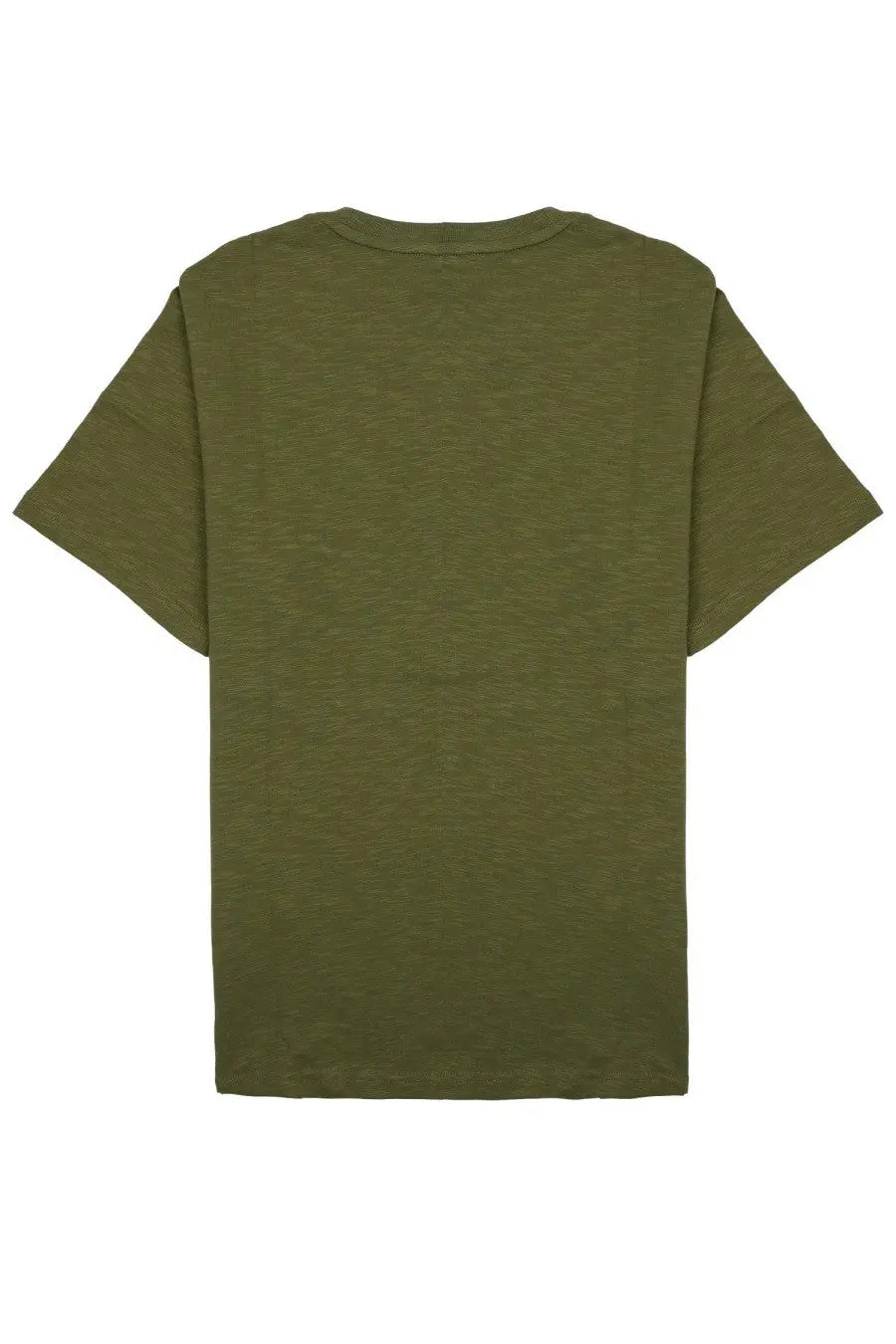 Olive green short-sleeved cotton t-shirt with soft textured fabric and classic crew neck closed men’s shirt classic in cotone green