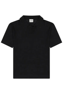 Closed men’s short sleeved polo shirt black with classic collar and subtle textured fabric for casual wear