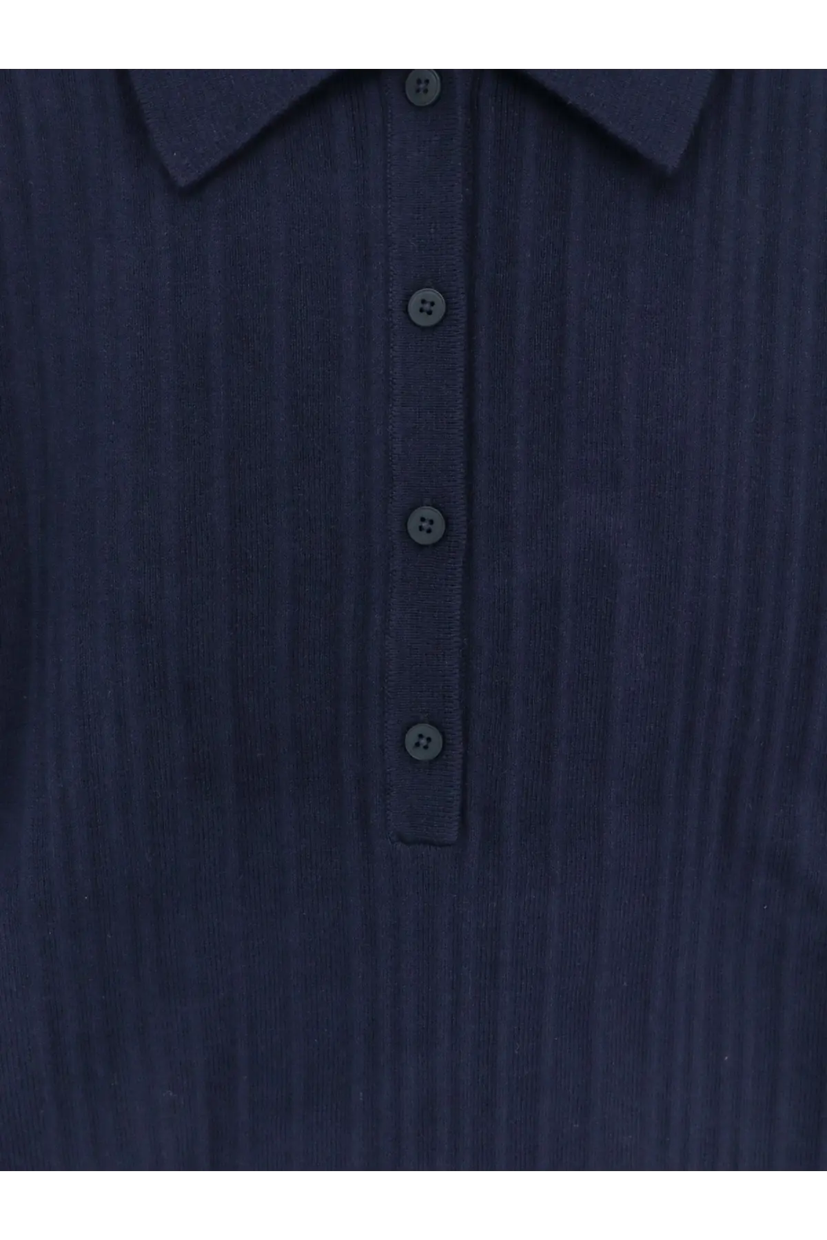 Dark blue ribbed knit polo shirt with matching buttons from closed made of cashmere and wool for women