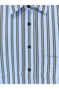 Closed women’s classic cropped shirt in light blue with black and white vertical stripes and a classic collar