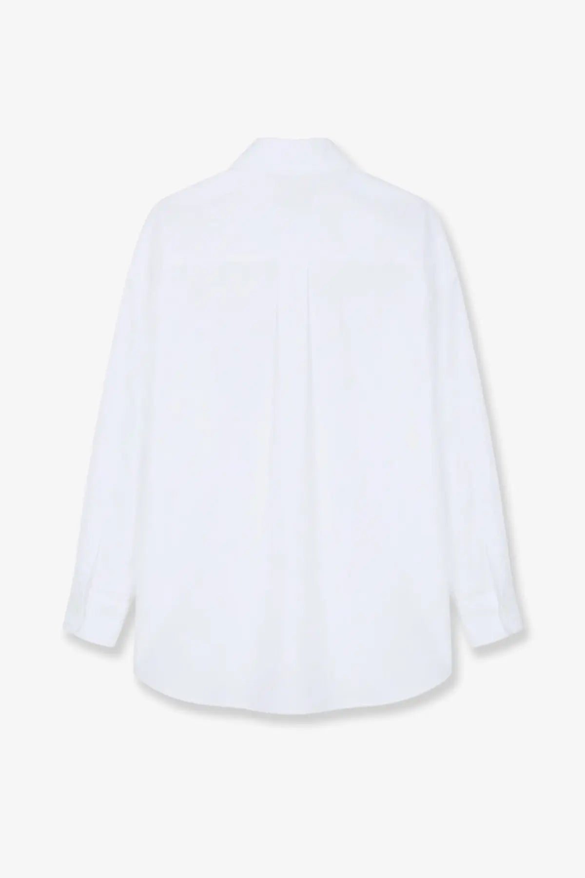 White long-sleeved cotton shirt with classic collar and back pleats by Closed womenswear shown from the back