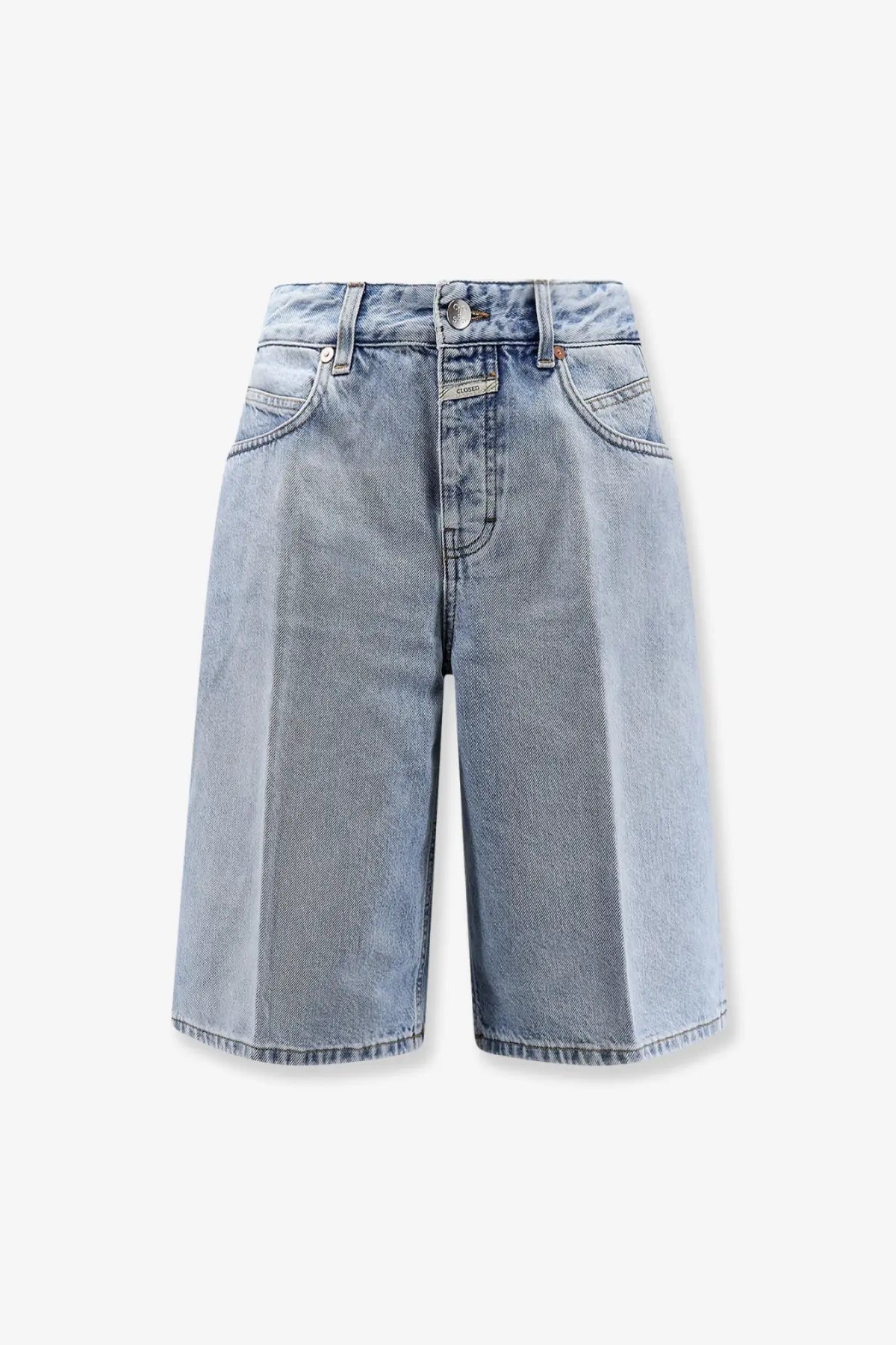 Light-wash denim shorts with high-rise waist and five-pocket design closed women’s jenica bermuda blue denim shorts