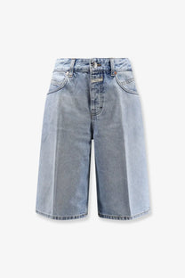 Light-wash denim shorts with high-rise waist and five-pocket design closed women’s jenica bermuda blue denim shorts