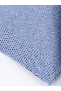 Light blue knitted sweater with ribbed cuffs in closed women’s linen and cotton blend beige collection
