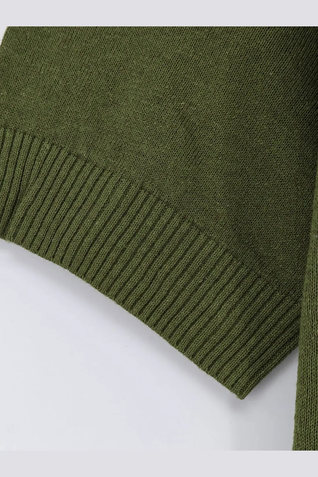 Olive green ribbed knit sweater cuff from closed women’s linen and cotton blend sweater green