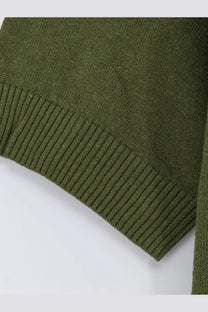 Olive green ribbed knit sweater cuff from closed women’s linen and cotton blend sweater green
