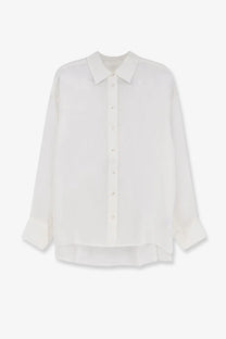 Closed women’s linen shirt white with long sleeves crisp white color classic collar and pleated cuffs