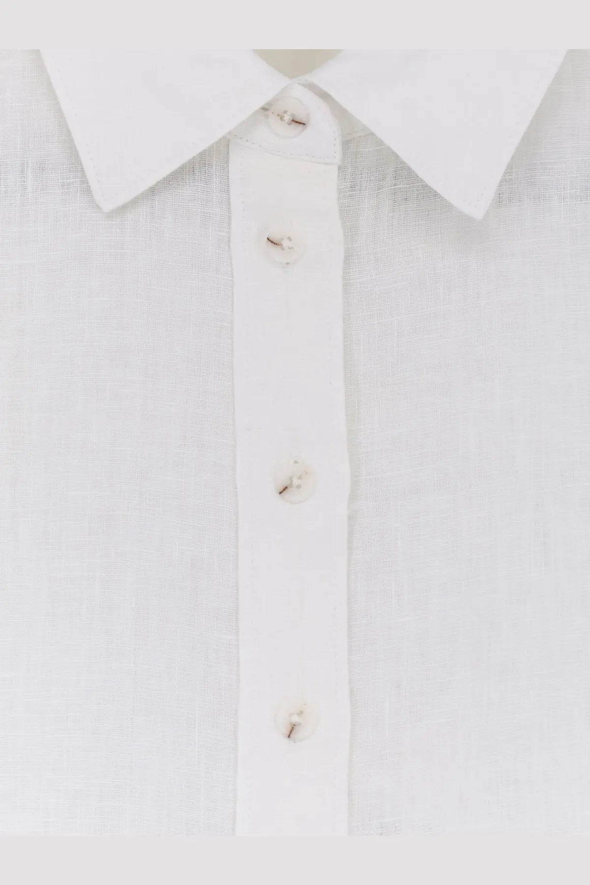 White linen shirt for women by Closed with subtle texture and matching white buttons