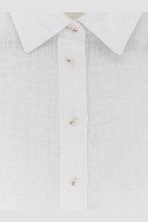 White linen shirt for women by Closed with subtle texture and matching white buttons