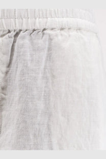 Light gray linen shorts with a soft textured weave and elastic waistband from closed womens linen trousers white collection