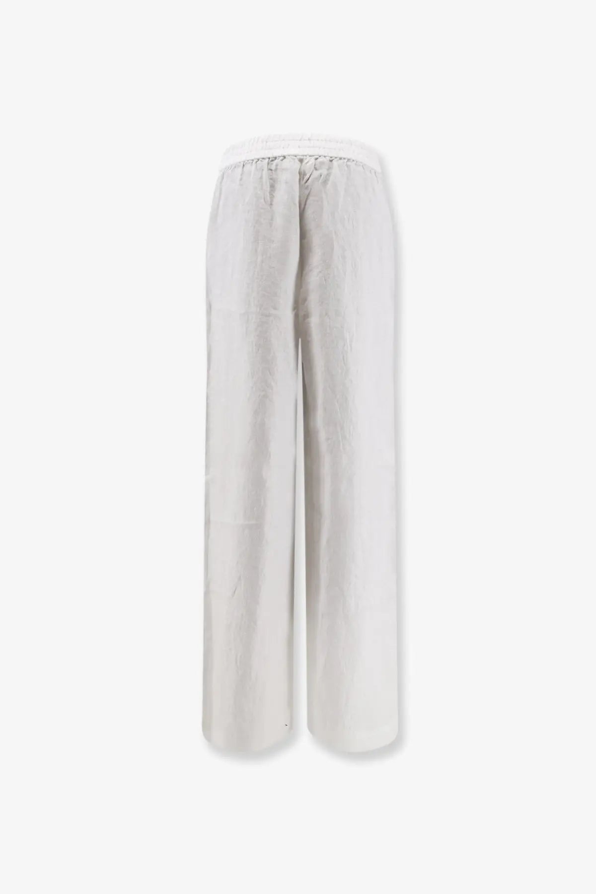 Light gray wide-leg linen trousers with soft elastic waistband for women by Closed in white color