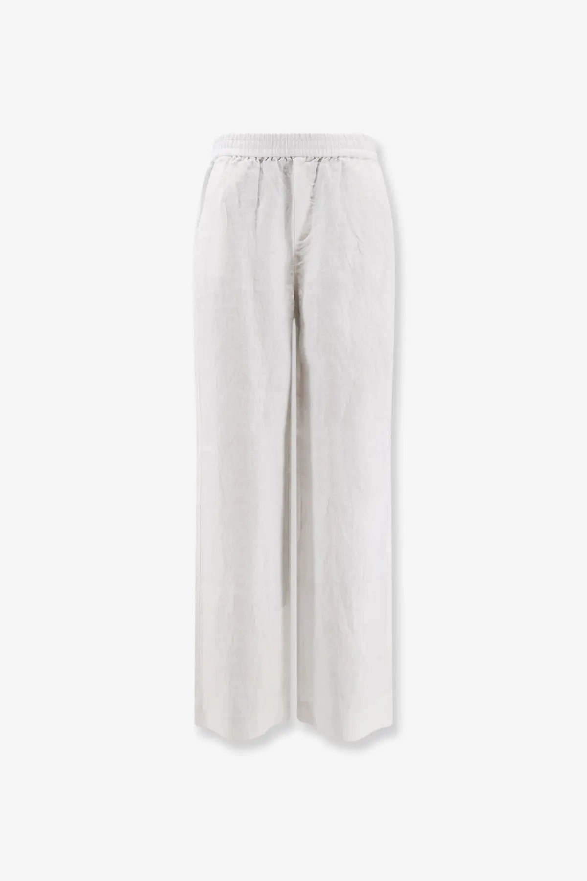 White linen wide-leg trousers with elastic waistband from Closed women’s collection in white color