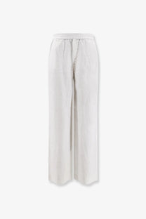 White linen wide-leg trousers with elastic waistband from Closed women’s collection in white color