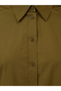 Closed women’s recycled cotton shirt in green with khaki color matching buttons and neat stitching details