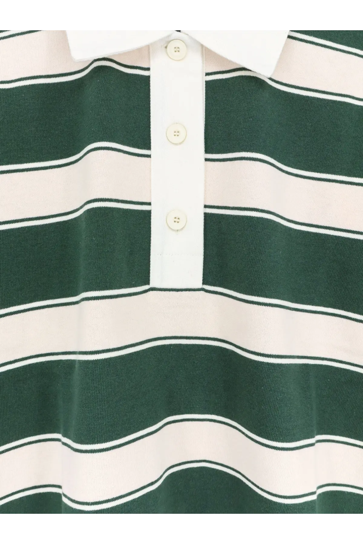 Green and white striped cotton polo shirt with white collar and buttons from Closed womens rugby collection blue