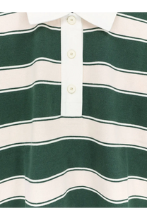 Green and white striped cotton polo shirt with white collar and buttons from Closed womens rugby collection blue