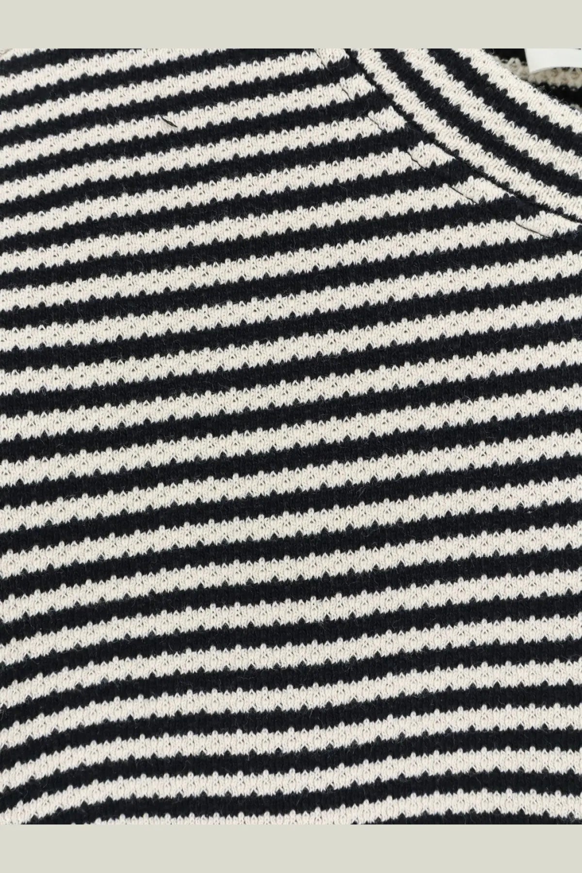 Black and white horizontally striped cotton knit top with ribbed neckline from Closed womens sweater collection