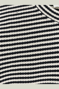 Black and white horizontally striped cotton knit top with ribbed neckline from Closed womens sweater collection
