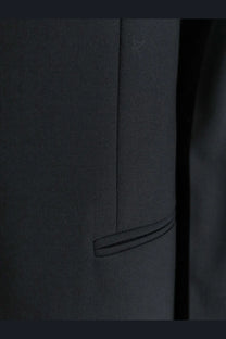 Black textured suit jacket with subtle woven pattern and tailored seams made from virgin wool blend by closed women