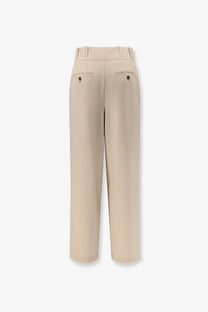 Beige closed women’s wenda wool blend trousers with tailored wide-leg fit and subtle front pockets