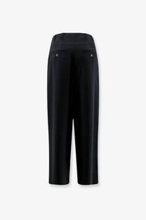 Black tailored wool blend trousers with sleek straight-leg cut and subtle back pleats by Closed women’s Wenda