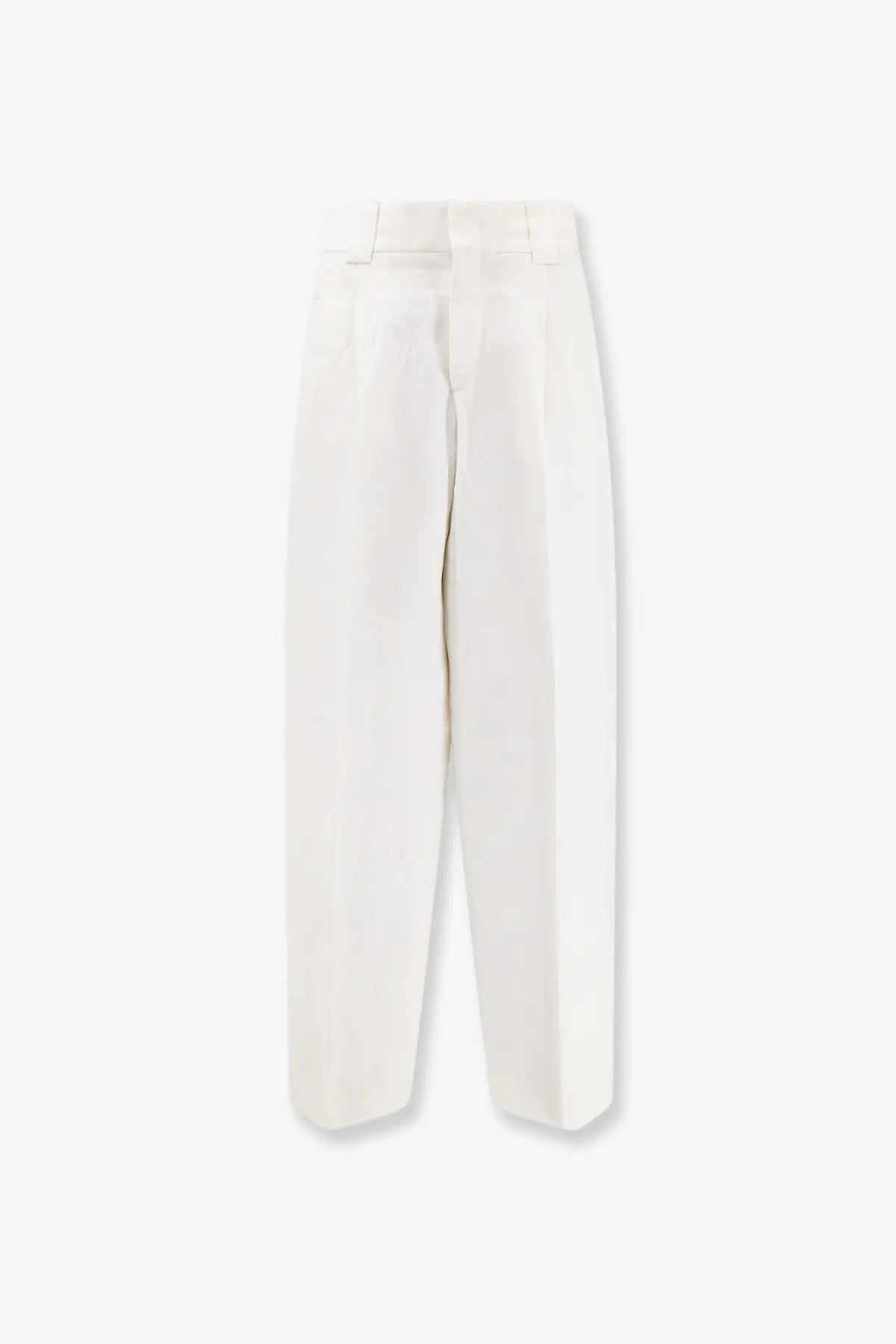 White high-waisted closed women’s wendlyn linen and viscose trousers with minimalist design and subtle waistband pleats
