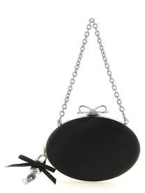 self-portrait Women's Oval Satin Clutch Bag Black