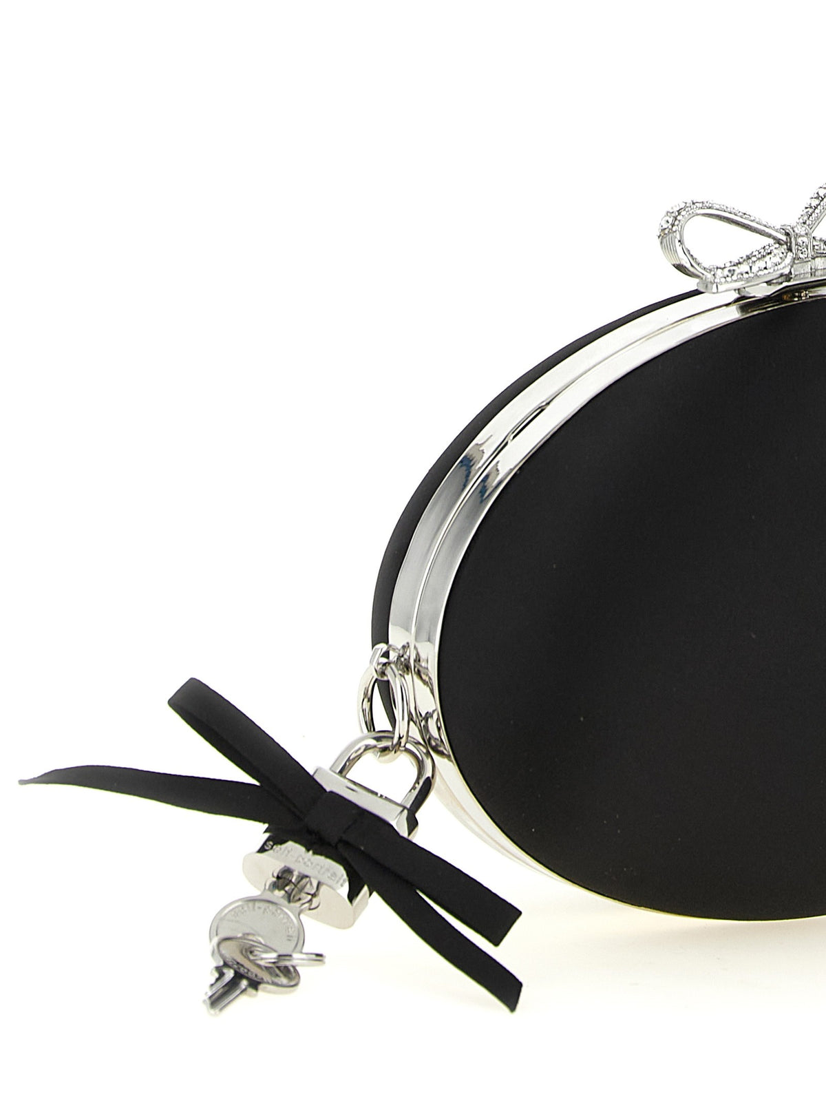 self-portrait Women's Oval Satin Clutch Bag Black