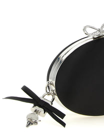 self-portrait Women's Oval Satin Clutch Bag Black