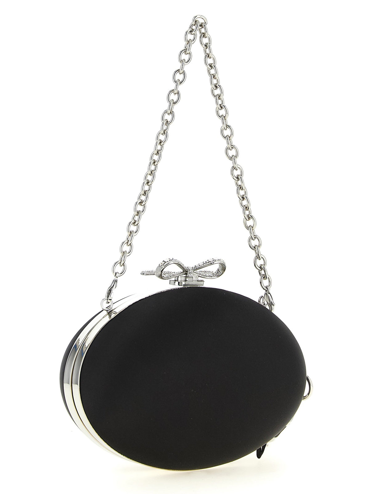 self-portrait Women's Oval Satin Clutch Bag Black