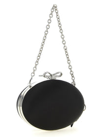 self-portrait Women's Oval Satin Clutch Bag Black
