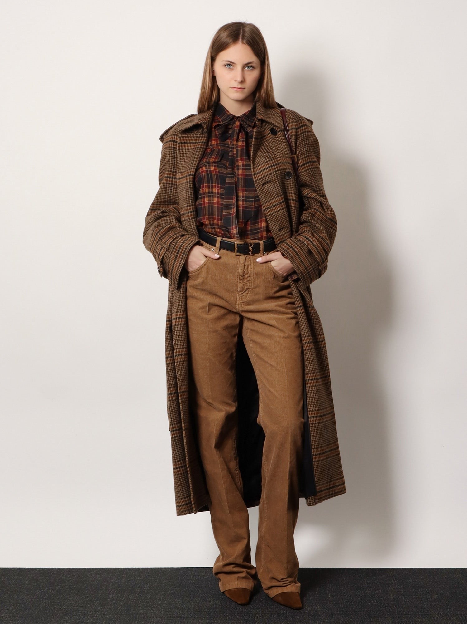 Saint Laurent Women's Clyde Corduroy Trousers Beige