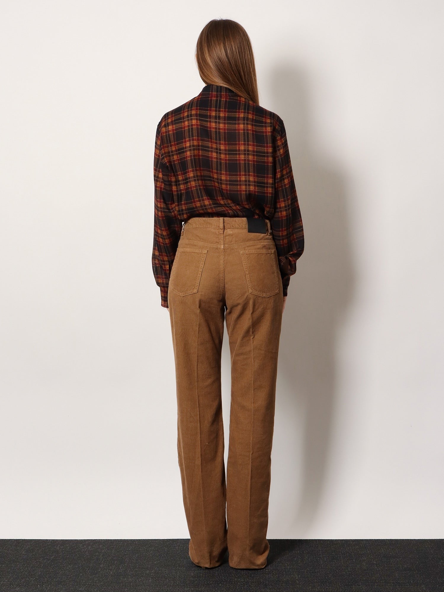 Saint Laurent Women's Clyde Corduroy Trousers Beige