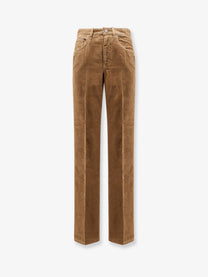 Saint Laurent Women's Clyde Corduroy Trousers Beige