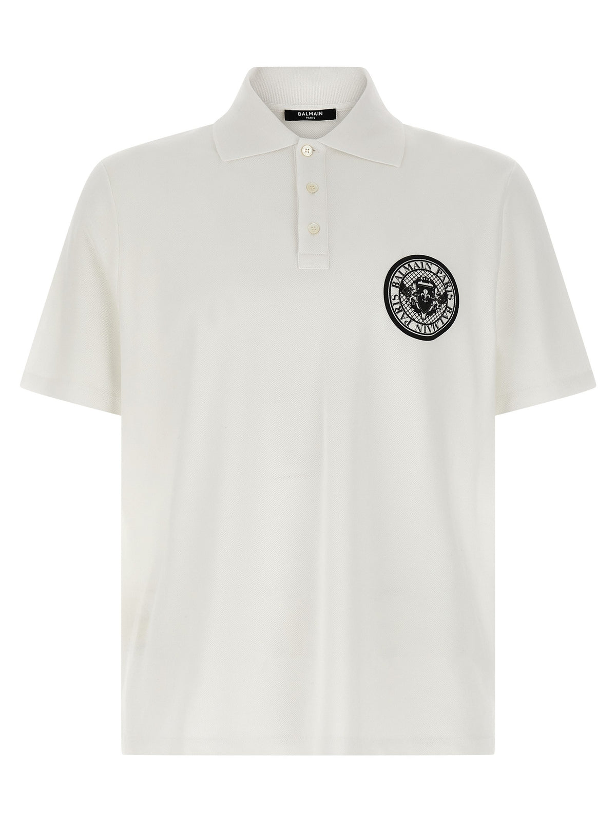 Balmain Coin Polo Shirt White