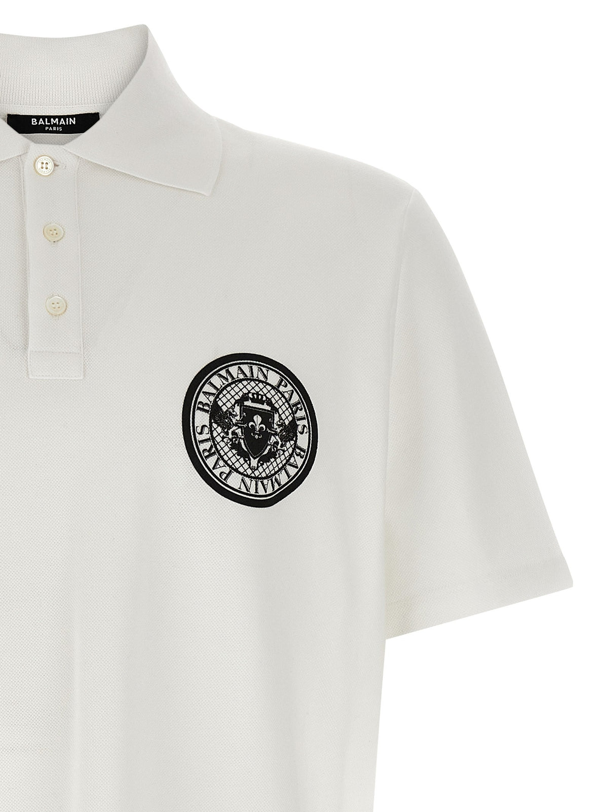 Balmain Coin Polo Shirt White