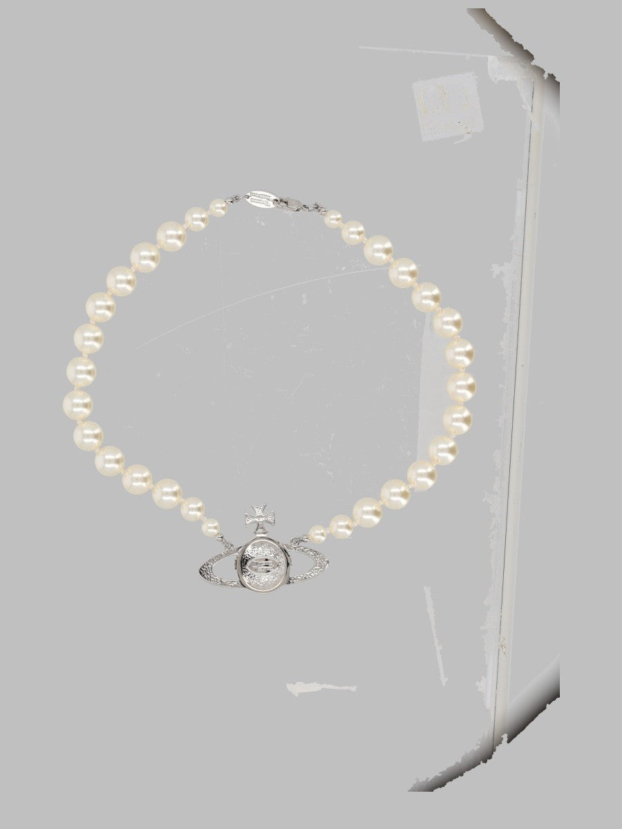 Vivienne Westwood Women's Collana Di Perle Con Orb Silver