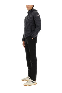 Colmar men’s lightweight black quilted puffer jacket with hood and subtle logo on left shoulder