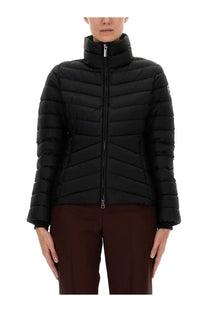 Colmar women’s black quilted down jacket with high collar and silver zipper for winter warmth and style