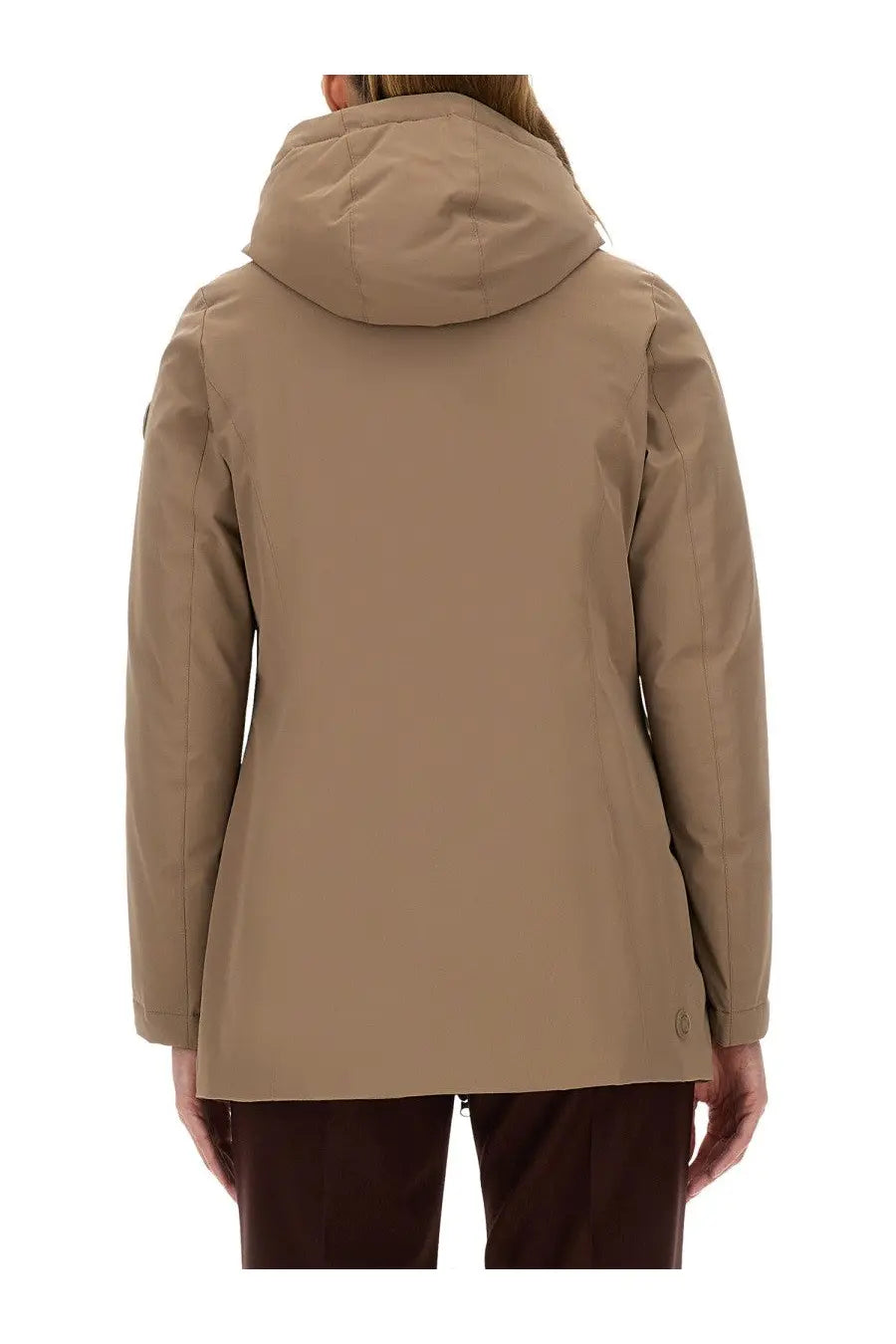Beige colmar women’s down jacket brown with hood made of sleek water-resistant fabric and subtle seam detailing