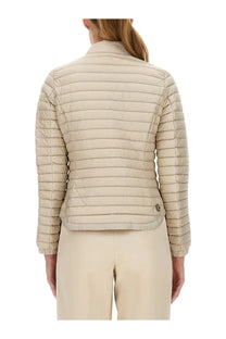 Beige colmar women’s lightweight down jacket back view with quilted horizontal stitching and subtle lower back logo