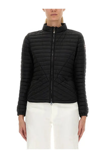 Colmar women’s lightweight black quilted puffer jacket with high collar and front zipper made of down