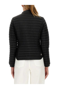 Colmar women’s lightweight down jacket black with black quilted puffer design stand-up collar subtle stitching details